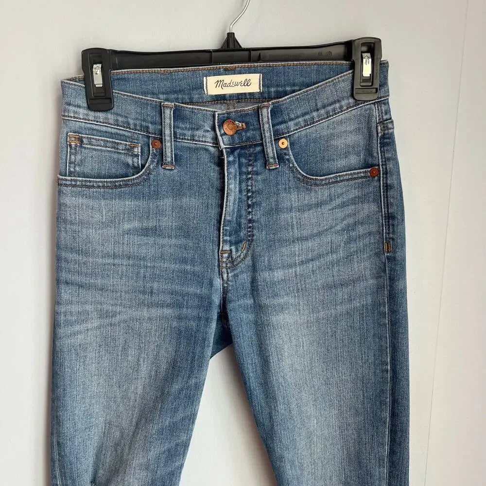 Madewell 9" High-Rise Skinny Jeans Size 25 Distressed Raw Hem - Picture 7 of 16